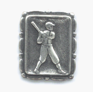 24x20mm Classic Silver Finish BASEBALL PLAYER EA
