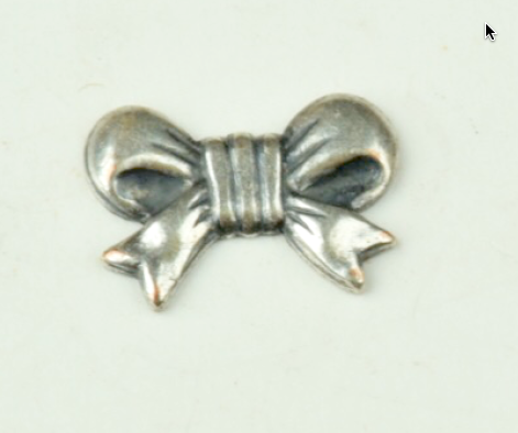 Bow charm antique silver finish