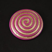 26mm Fuchsia & Gold Swirl Domed Flatback, pk/6