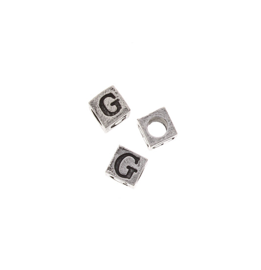 8mm Cast Metal Alphabet Bead, G, pack of 12 (08830/G)