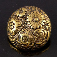 30mm Round Floral Vintage Button, Antiqued Gold, ea
