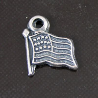 8x10mm United States Flag Charm, Classic Silver, pk/6