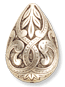 14x10 Silver Metalized Plastic Topairy/Leaf shaped Drop Bead, ea