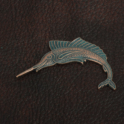 Swordfish charm,  Green Patina finish, sold by 4 each