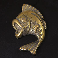 43mm Jumping Fish Flat back Jewelry Cabochon Finding, Antique gold, pack of 6