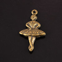 25mm Ballerina Charm, Antique Gold, Made In USA, pack of 6
