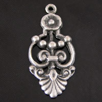 34mm Flower Drop Charm, Antique Silver, Pack of 6