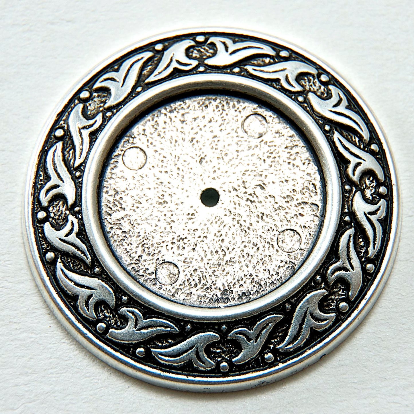 Baroque Round Bezel, Antique Silver, 6 each