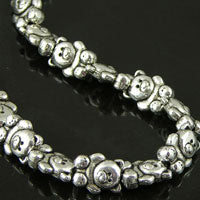 13x5x11mm Top-Drilled Teddy Bear Antiqued Silver strand