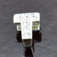 11mm Rhinestone Letter Slide Charm - T, ea