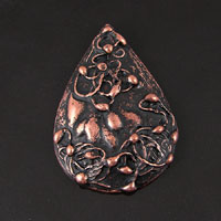 28x39mm Teardrop Shaped Ornamental Flatback, Antiqued Copper, pk/6