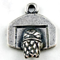 16x20mm Classic Silver Finish Basketball Hoop Charm, pk/6