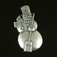 35x16mm Snowman Christmas Charm, Classic Silverm pk/6