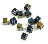 Swarovski Crystal 4mm  Square Beads, Heliotrope, Sold by Dozen