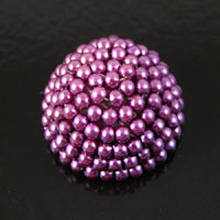 25mm Purple Beaded Round Dome Flatback, Pk/4
