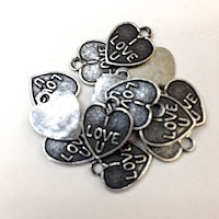 11mm Classic Silver I Love You Heart Charm, pack of 6