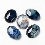 25mm Natural Blue Agate Gemstone Cabochons, SemiPrecious Dragon Matrix, Flat Back, pack of 1