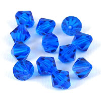 Swarovski Crystal 8mm Bicone Beads, Capri Blue, pack of 12