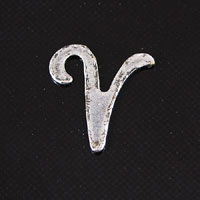 11x9mm Letter <B>V</B> Classic Silver Metal Stamping, pk/6