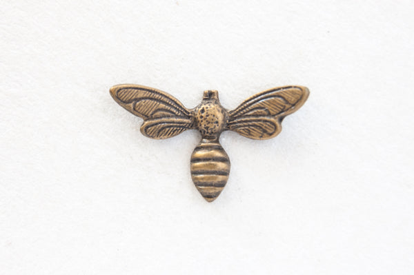 13mm Antique Gold Honey Bee Metal Stampings, pack of 6