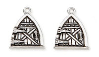 Fairy Door / Hobbit Hole Charms, Antique Silver, Pack of 2