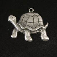 26mm Turtle Charm, Vintage Silver, 6 pack