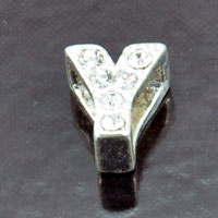 11mm Rhinestone Letter Slide Charm - Y, each