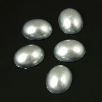 10x8mm Oval Silver Pearl Finish Acrylic Cabochon, pk/24