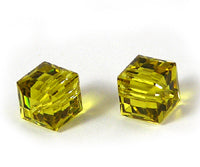 Swarovski Crystal 6mm Square Beads, Lime Green, pack of 2