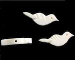 18mm Hand Carved Bird Fetish Beads, Ivory White Tone Bone, pack of 6