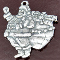 24x19mm Classic Silver Christmas Santa Charms, metal, pack of 6
