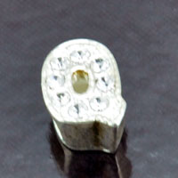 11mm Rhinestone Letter Slide Charm - Q, ea