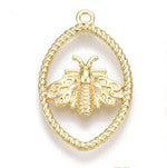 28mm Roped Honey Bee Charm, Hamilton matte gold finish, pack of 6