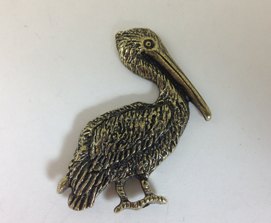 Pelican Charm with Ring, Cast brass antique finish, ea