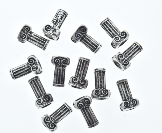 23x12mm Silver Column Shaped Bead, strand