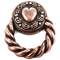 40x49mm Rope Loop w/Heart, Antiqued Copper,pk/2