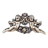 62mm Cherub Angel Stampings Charms, antique silver, pack of 3