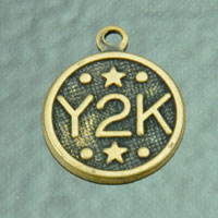 11mm Antiqued Gold Y2K Round Charm w/Ring, pk/6