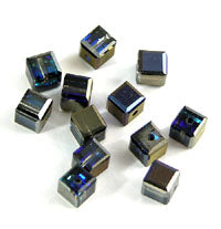 Swarovski Crystal 4mm Square Beads, Bermuda Blue, pack of 12