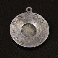 20mm Saucer Plate Charm, Vintage Silver, 6 pack