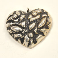 31x30mm Antique Silver Wild Heart Pendant, ea