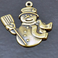 25x18mm Ant. Gold Christmas Snowman Charm, pk/6