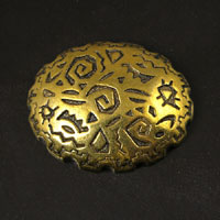 12mm Oval Prehistoric Cabochon, Vintage Gold, 6 pack