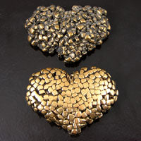 49mm x 32mm Nugget Heart Cabochon Jewelry Component, Antique Gold, each