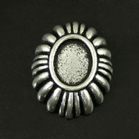 29mm Fluted Oval Cabochon w/14x10mm bezel setting, Classic Silver, pack of 6