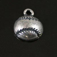 12x17mm Classic Silver Finish Baseball Charm, pack of 6