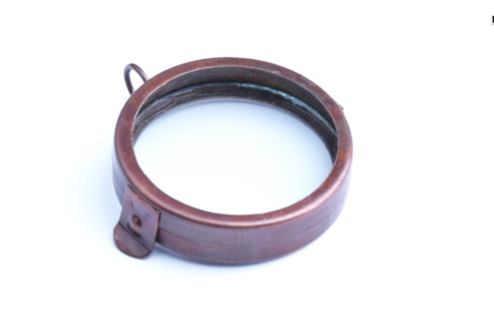 Round Glass Shadow Box Pendants Lockets, Vintage copper 2 ea