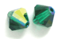 Swarovski Crystal 6mm Bicone Beads, Emerald AB, Sold by Dozen