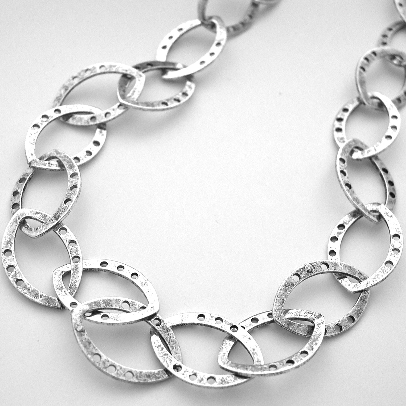 Antique Silver Drawn Flattened Oval Cable Chain, 10 foot spool