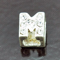 11mm Rhinestone Letter Slide Charm - M, ea